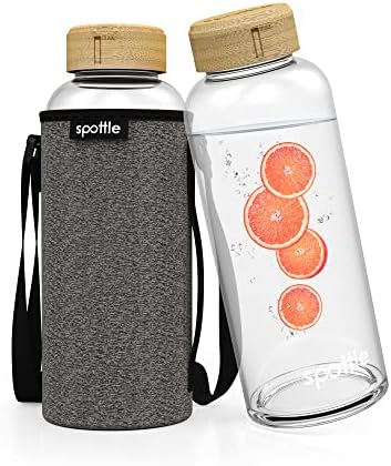 spottle Glasflasche 1,5L Kohlensäure geeignet spülmaschinenfest (Schwarz meliert)